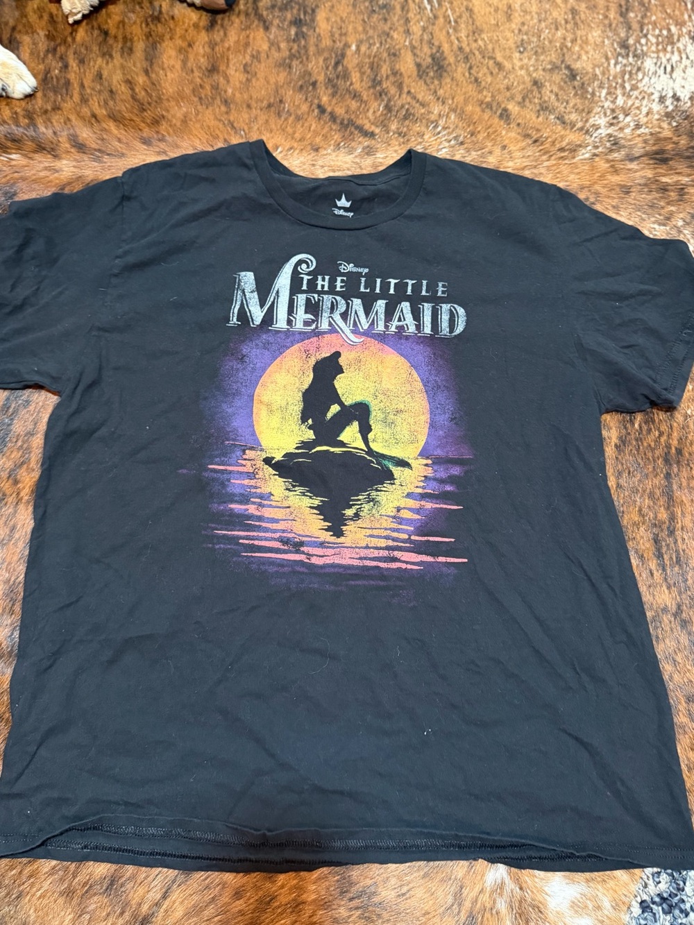 Disney Graphic Tee T-Shirt THE LITTLE MERMAID Ariel Ocean Sunset Silhouette XL